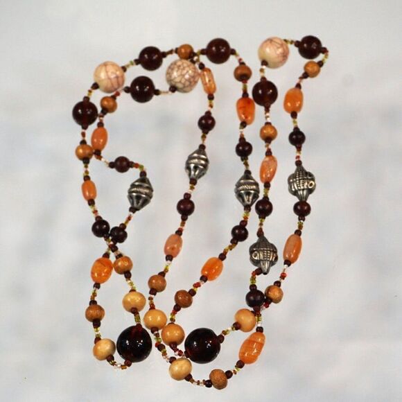 Gemstone Necklace Assorted Multi Color Beads One Of A Kind Artisan 26.5 in Long - Picture 8 of 8